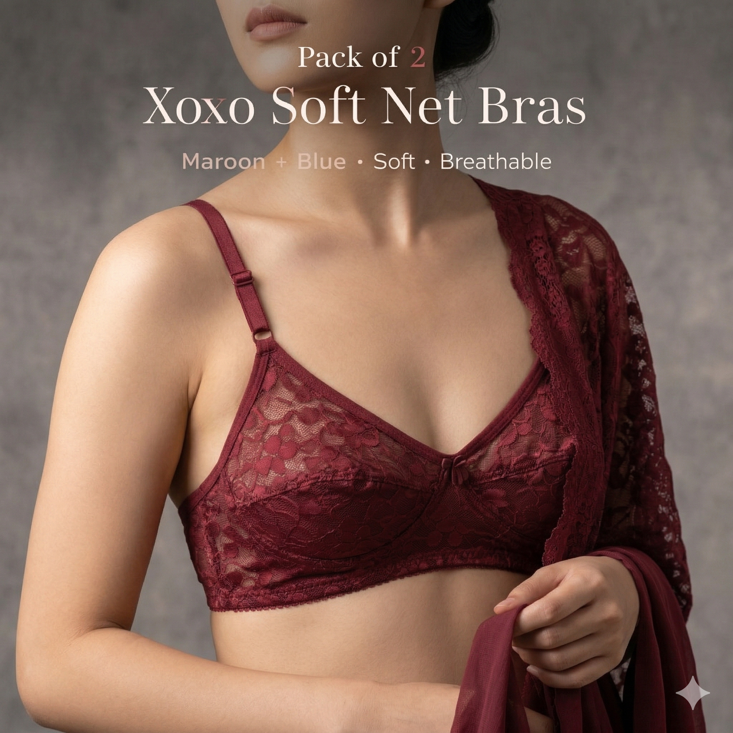 Pack of 2 Xoxo ColorFull Soft Net Bra's