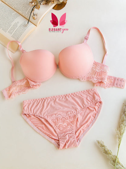 (34-40)B Intimate Solid Colour Pushup Underwired Bra and Matching Panty (144)
