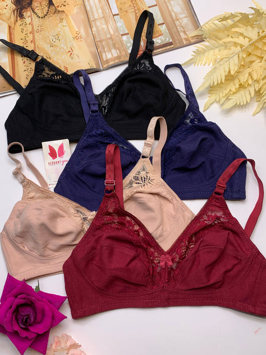(32-42)b/c Soft Cotton Half Cup Lace Daily Wear Bra (002-003)