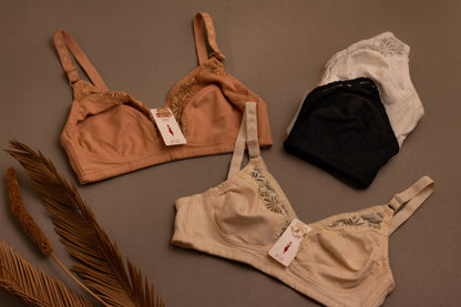 (32-42)b/c Soft Cotton Half Cup Lace Daily Wear Bra (002-003)